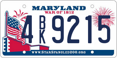 MD license plate 4BK9215