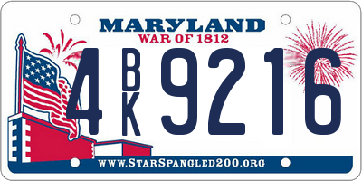 MD license plate 4BK9216