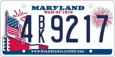 MD license plate 4BK9217