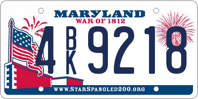 MD license plate 4BK9218