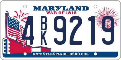 MD license plate 4BK9219