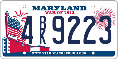 MD license plate 4BK9223