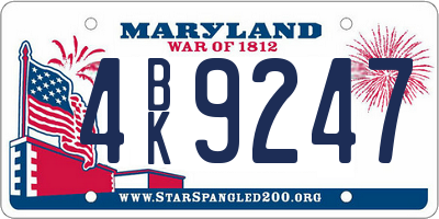 MD license plate 4BK9247