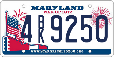 MD license plate 4BK9250