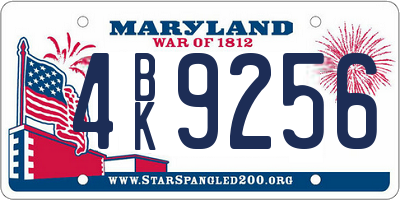 MD license plate 4BK9256