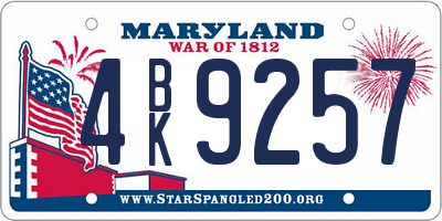 MD license plate 4BK9257