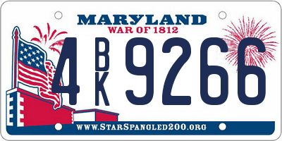 MD license plate 4BK9266
