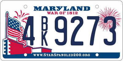 MD license plate 4BK9273