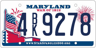 MD license plate 4BK9278