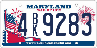 MD license plate 4BK9283