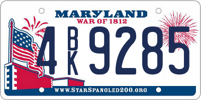 MD license plate 4BK9285