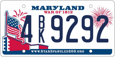 MD license plate 4BK9292
