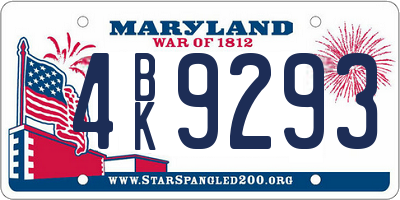 MD license plate 4BK9293