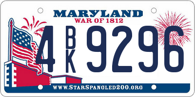MD license plate 4BK9296