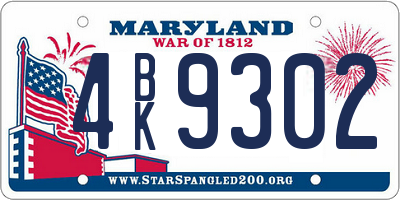 MD license plate 4BK9302