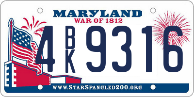MD license plate 4BK9316