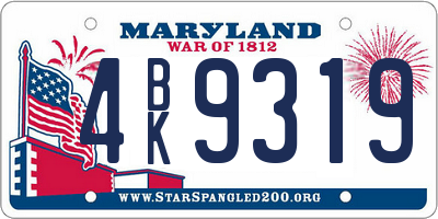 MD license plate 4BK9319