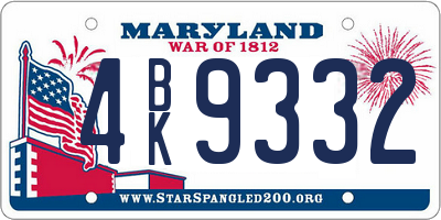 MD license plate 4BK9332