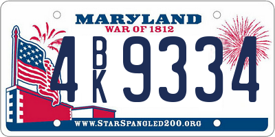 MD license plate 4BK9334