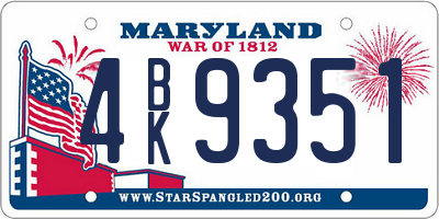 MD license plate 4BK9351