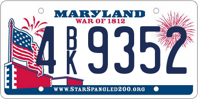 MD license plate 4BK9352