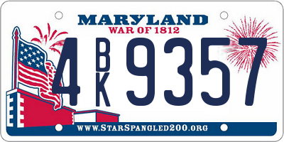MD license plate 4BK9357