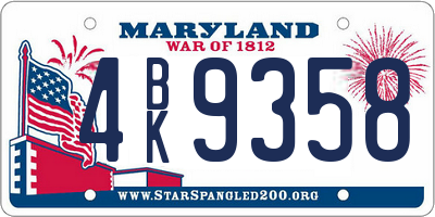 MD license plate 4BK9358