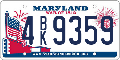MD license plate 4BK9359