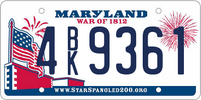 MD license plate 4BK9361
