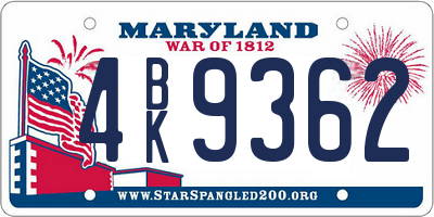 MD license plate 4BK9362