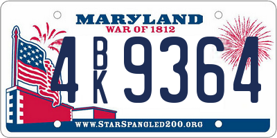 MD license plate 4BK9364