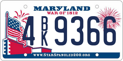 MD license plate 4BK9366