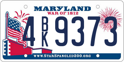 MD license plate 4BK9373
