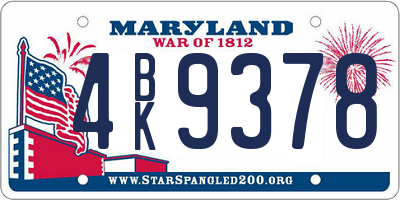 MD license plate 4BK9378