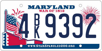 MD license plate 4BK9392