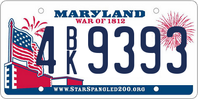 MD license plate 4BK9393