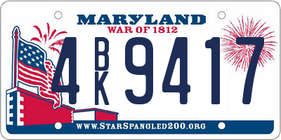 MD license plate 4BK9417