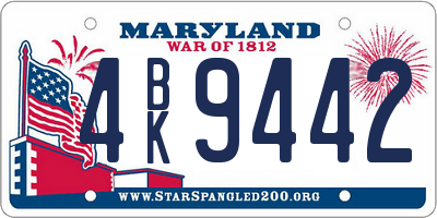 MD license plate 4BK9442