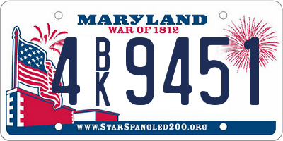 MD license plate 4BK9451