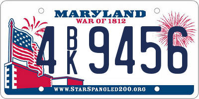 MD license plate 4BK9456