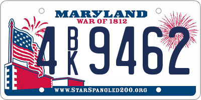 MD license plate 4BK9462