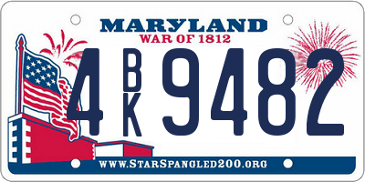 MD license plate 4BK9482