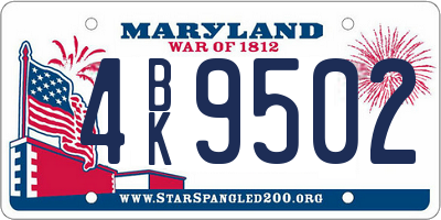 MD license plate 4BK9502