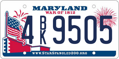 MD license plate 4BK9505
