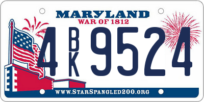MD license plate 4BK9524
