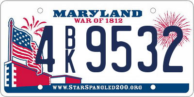 MD license plate 4BK9532