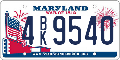 MD license plate 4BK9540