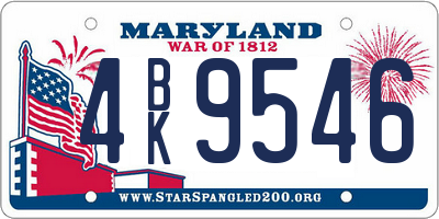 MD license plate 4BK9546