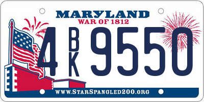 MD license plate 4BK9550