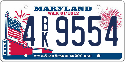 MD license plate 4BK9554
